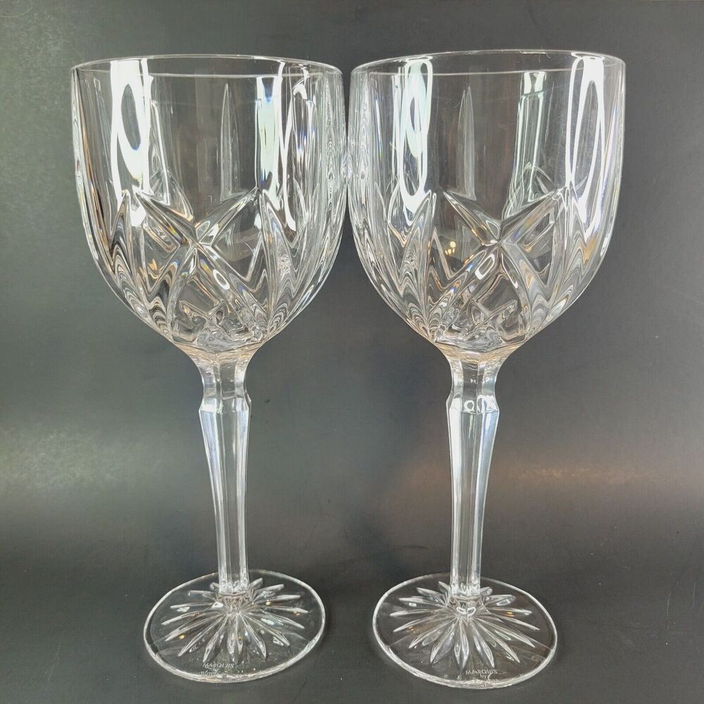 Waterford Marquis BROOKSIDE 8 5/8" Set of 2 GOBLETS Wine Water Glasses